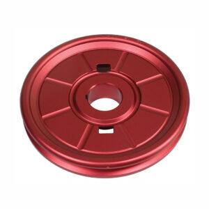 Part Number 01-18-1073-0: EMPI ALUMINUM CRANKSHAFT PULLEY / STANDARD SIZE / STOCK DESIGN / RED