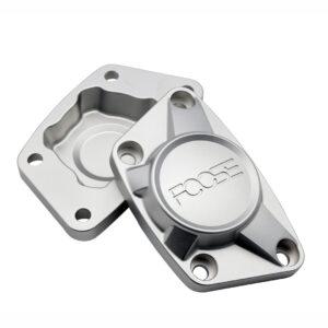 Part Number 01-17-8896-0: EMPI X FOOSE BILLET SPRING PLATE CAP / BLASTED SATIN SILVER WITH CLEAR ANODIZED FINISH / PAIR