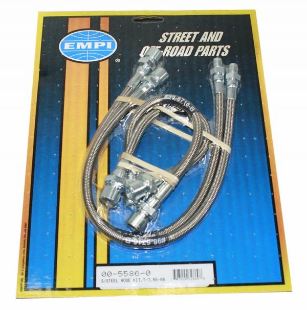 EMPI 5589 : STAINLESS STEEL HOSE KIT / SUPER BEETLE 1974-ON