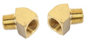 EMPI 9237 : 45 DEGREE FITTING 3/8in MALE PIPE THREAD X 3/8in FEMALE PIPE THREAD (2) 