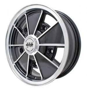 EMPI 9676 : BRM STYLE WHEEL 5inX15in / GLOSS BLACK 