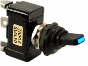 K-FOUR SWITCHES Part Number: 13-142 : SEALED SWITCH / BLUE LED TIP/ SINGLE POLE-12V- ON-OFF/ 30AMP