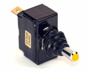 K-FOUR SWITCHES Part Number: 13-147 : SEALED SWITCH / AMBER INCANDESCENT TIP/ SINGLE POLE-12V-OFF-ON / 15AMP