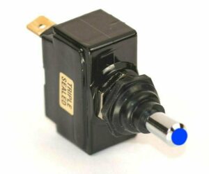 K-FOUR SWITCHES Part Number: 13-148 : SEALED SWITCH / BLUE INCANDESCENT TIP/ SINGLE POLE-12V-OFF-ON / 15AMP