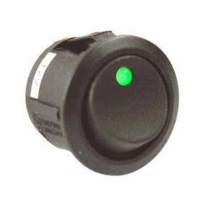 K-FOUR SWITCHES Part Number: 14-232 : ROCKER SWITCH/ LIGHTED/ SINGLE POLE-12V-OFF-ON-20AMP LED GREEN DOT