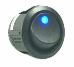 K-FOUR SWITCHES Part Number: 14-234 : ROCKER SWITCH/ LIGHTED/ SINGLE POLE-12V-OFF-ON-20AMP LED BLUE DOT