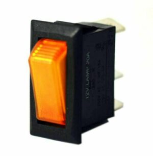 K-FOUR SWITCHES Part Number: 14-307 : ROCKER SWITCH/ LIGHTED/ SINGLE POLE-12V-OFF-ON-20AMP AMBER