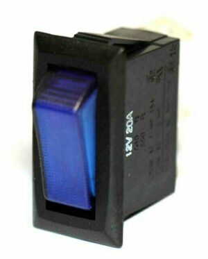 K-FOUR SWITCHES Part Number: 14-308 : ROCKER SWITCH/ LIGHTED/ SINGLE POLE-12V-OFF-ON-20AMP BLUE