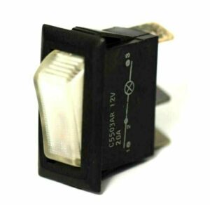 K-FOUR SWITCHES Part Number: 14-309 : ROCKER SWITCH/ LIGHTED/ SINGLE POLE-12V-OFF-ON-20AMP CLEAR