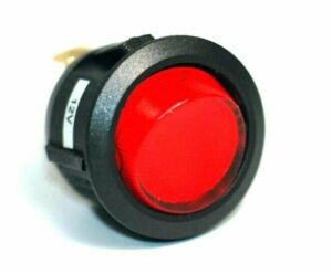 K-FOUR SWITCHES Part Number: 14-320 : ROCKER SWITCH/ LIGHTED/ SINGLE POLE-12V-OFF-ON-10AMP/ ROUND RED