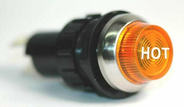 K-FOUR SWITCHES Part Number: 17-432-10 : 12V LARGE INDICATOR 3/4 in / REPLACEABLE LAMP /CHROME BEZEL /AMBER-HOT LENS