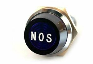 K-FOUR SWITCHES Part Number: 17-443-00 : 12V JUMBO INDICATOR 1 in / REPLACEABLE LAMP /CHROME BEZEL /BLUE-NOS LENS