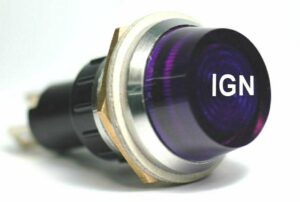 K-FOUR SWITCHES Part Number: 17-443-06 : 12V JUMBO INDICATOR 1 in / REPLACEABLE LAMP /CHROME BEZEL /BLUE-IGN LENS