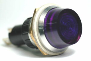 K-FOUR SWITCHES Part Number: 17-443 : 12V JUMBO INDICATOR 1 in / REPLACEABLE LAMP / CHROME BEZEL / BLUE