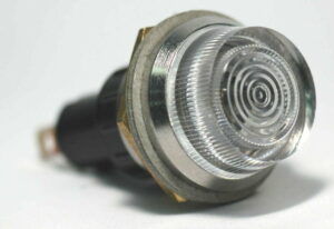 K-FOUR SWITCHES Part Number: 17-444 : 12V JUMBO INDICATOR 1 in / REPLACEABLE LAMP / CHROME BEZEL / CLEAR