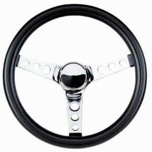 LATEST RAGE GT838: 13 1/2in 3 SPOKE CHROME STEERING WHEEL / EACH