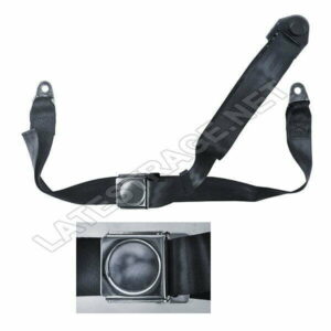 LATEST RAGE LAPSH-LBK: LAP AND SHOULDER BELT/ ROUND LOGO CHROME BUCKLE/ BLACK