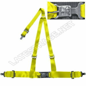 LATEST RAGE S323Y: 3 POINT SEAT RESTRAINT / QUICK LATCH / 3 X 2 / SEWN SHOULDER STRAP / YELLOW